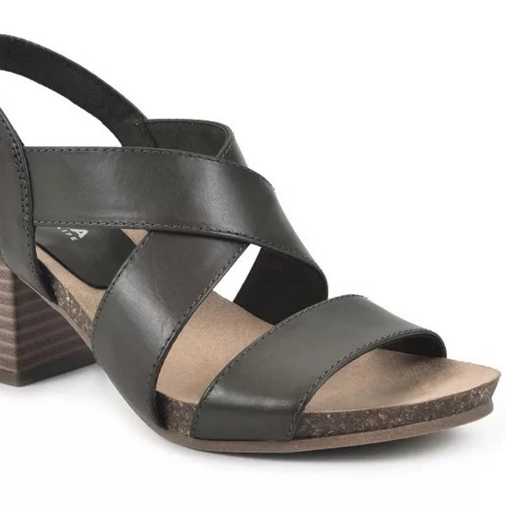 10M Sonoma Women’s Sagebrush Wedge Slingback Stacked High Heel Sandals Olive NWT